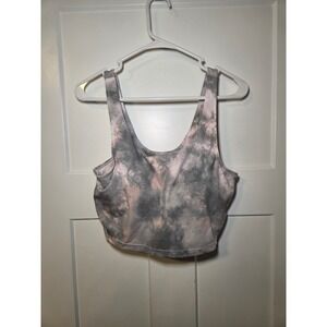 Celer Tie Dye Athletic Crop Top Grey Pink XXL Sleeveless Workout Tank
